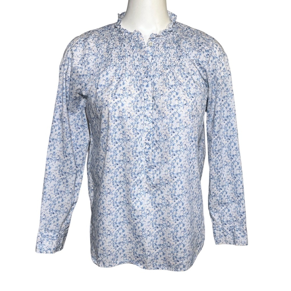 J.Crew Liberty Fabric Misti Valeria Floral Popover Blouse Ruffle Neck XS